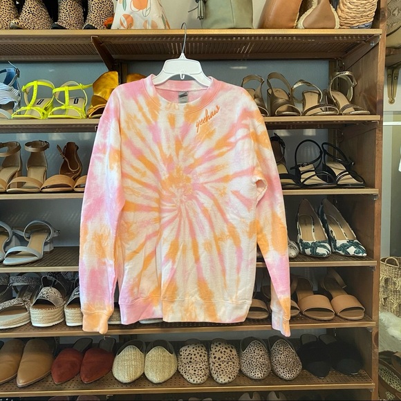 Pink & Orange Tie Dye Embroidery Yeehaw Sweatshirt - Picture 3 of 10